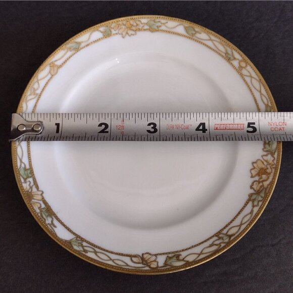 Vintage Nippon Hand Painted 3 Legged Soup Sauce Bowl W/ Saucer Gold Gilt Floral - Picture 10 of 10